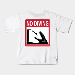 No Diving (Mosasaurus Warning) Kids T-Shirt